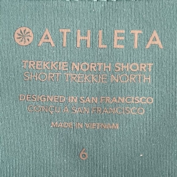 Athleta Trekkie North Athletic Pull On Nylon Spandex Shorts Teal Green Sz 6 NWOT - Picture 6 of 7